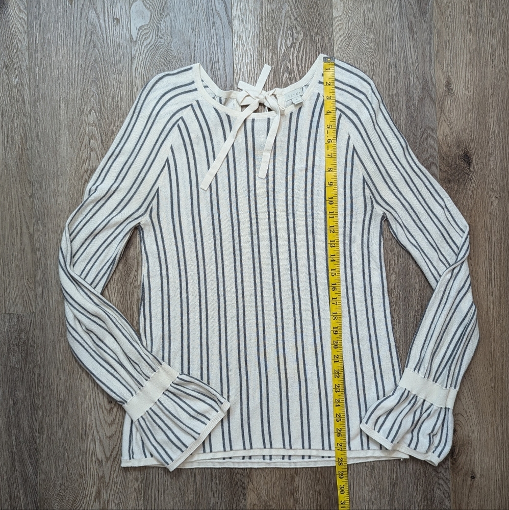 Hinge Cream Stripe Sweater with Tie Back - Medium - Picture 7 of 9